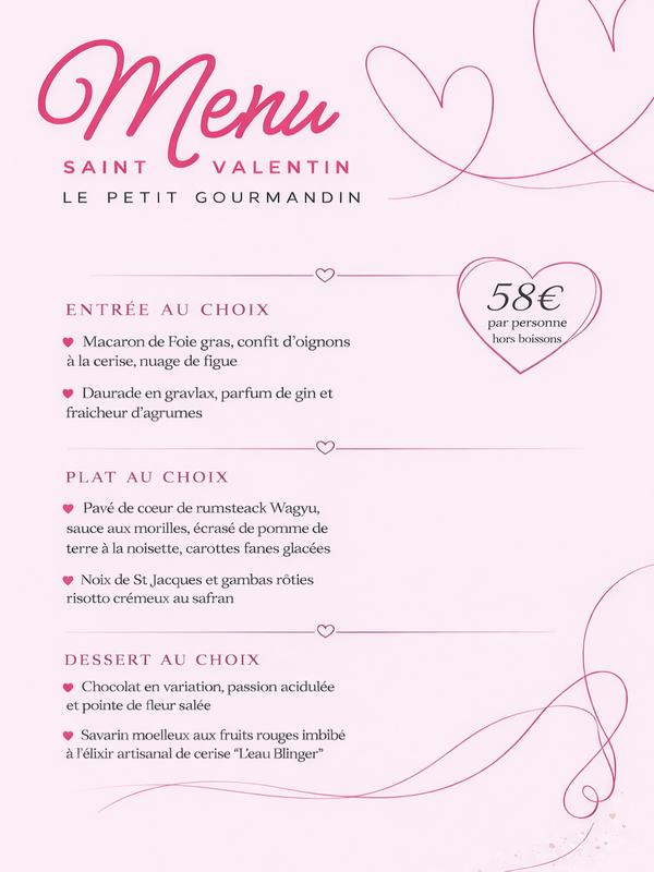 Dîner de Saint Valentin au Petit Gourmandin