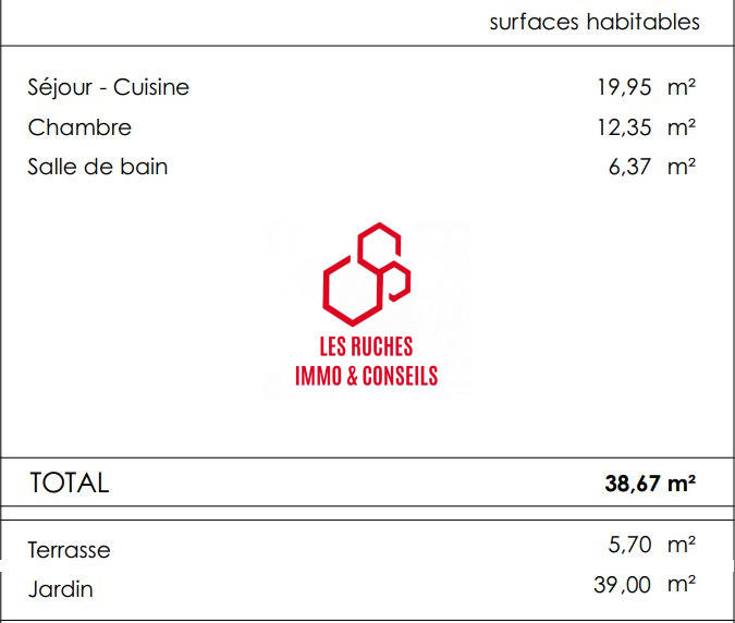 Appartement - 39 m² - 2 pièces