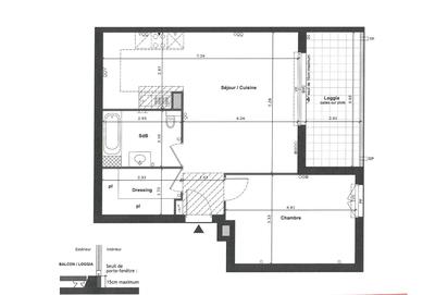 Appartement - 60 m² - 2 pièces