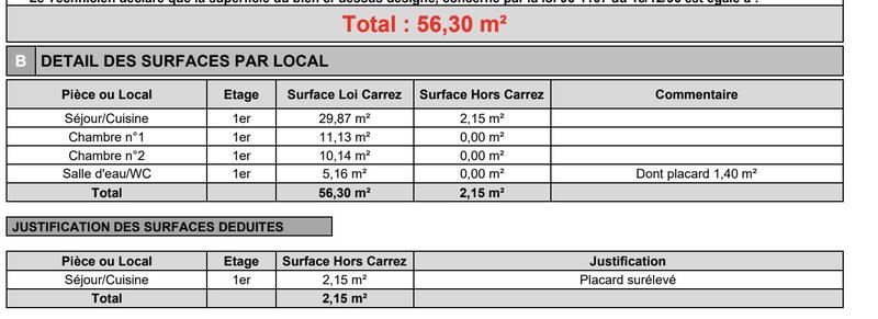 Appartement - 56 m² - 3 pièces