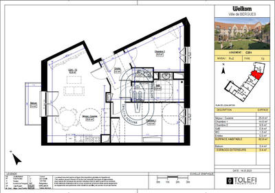 Appartement - 63 m² - 3 pièces