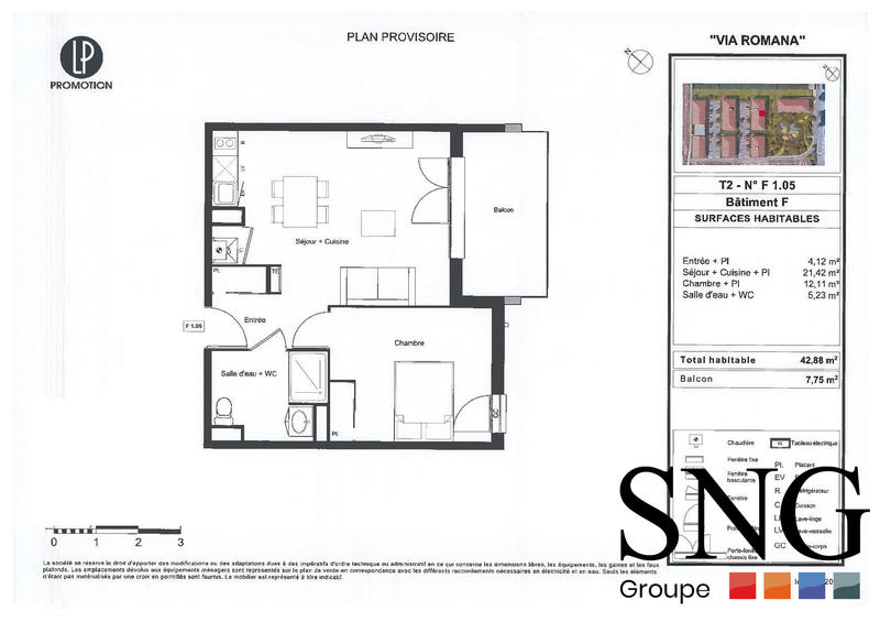 Appartement - 43 m² - 2 pièces