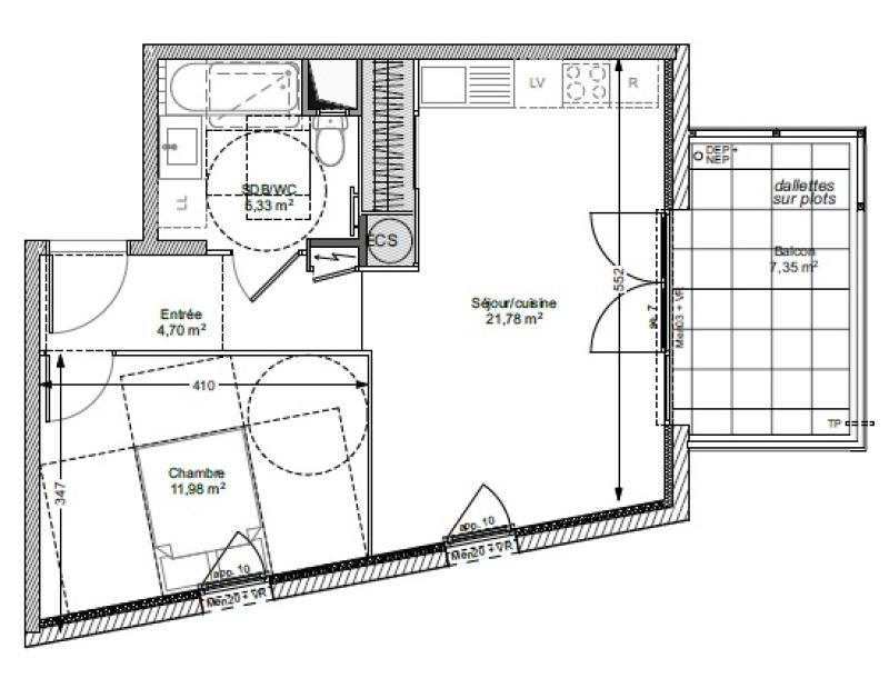 Appartement - 43 m² - 2 pièces