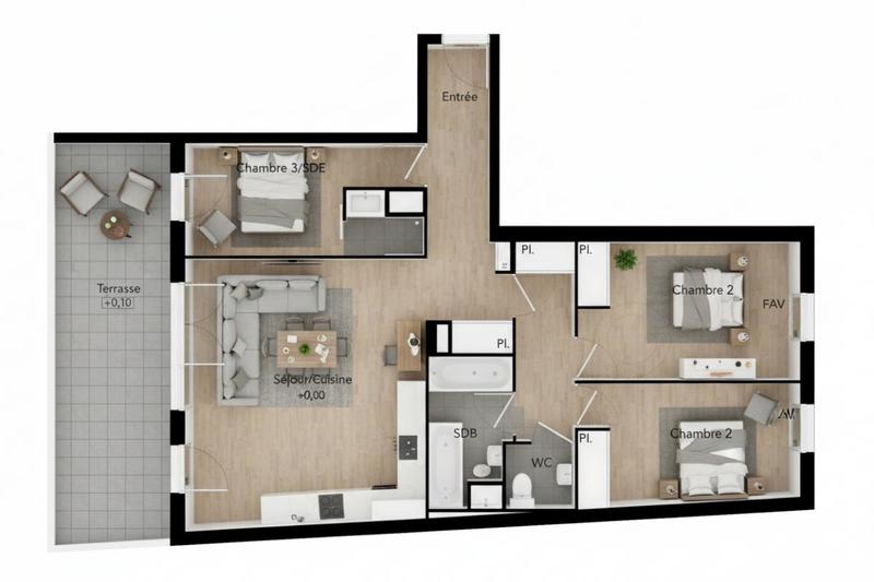 Appartement - 79 m² - 4 pièces