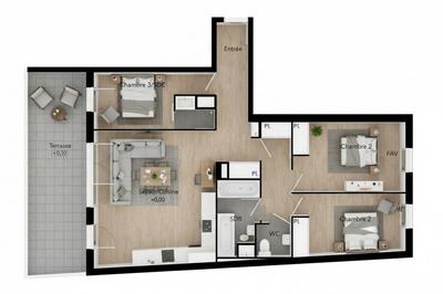 Appartement - 79 m² - 4 pièces