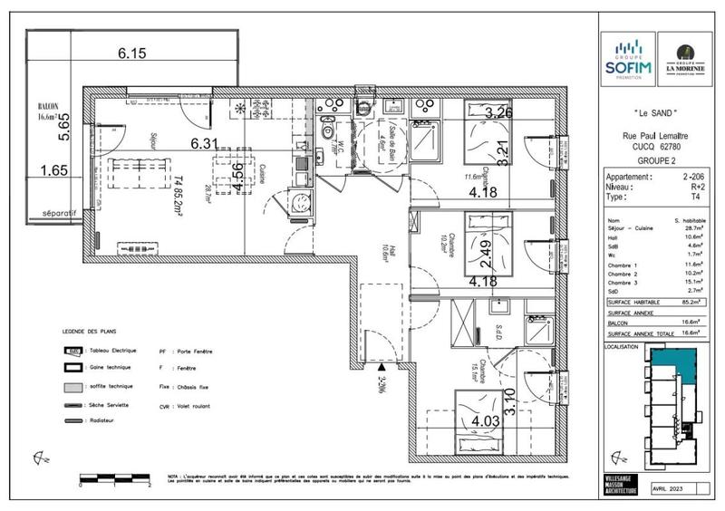 Appartement - 85 m² - 4 pièces