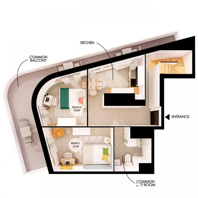 Chambre - 10 m² - 1 pièce