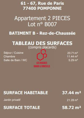 Appartement - 37 m² - 2 pièces