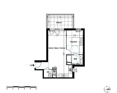 Appartement - 46 m² - 2 pièces