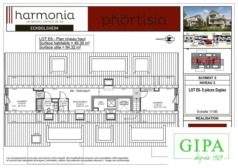 Duplex - 116 m² - 5 pièces