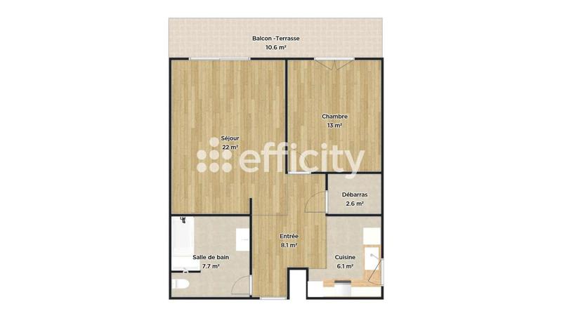 Appartement - 60 m² - 2 pièces