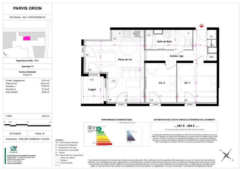 Appartement - 68 m² - 3 pièces