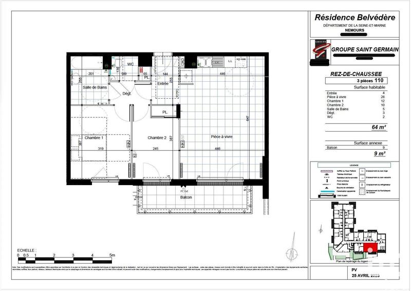 Appartement - 63 m² - 3 pièces