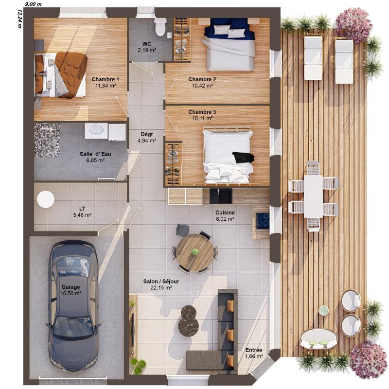 Maison - 84 m² - 5 pièces