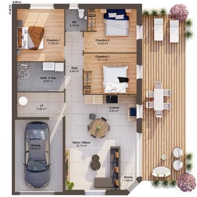 Maison - 84 m² - 5 pièces