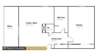 Appartement - 53 m² - 2 pièces