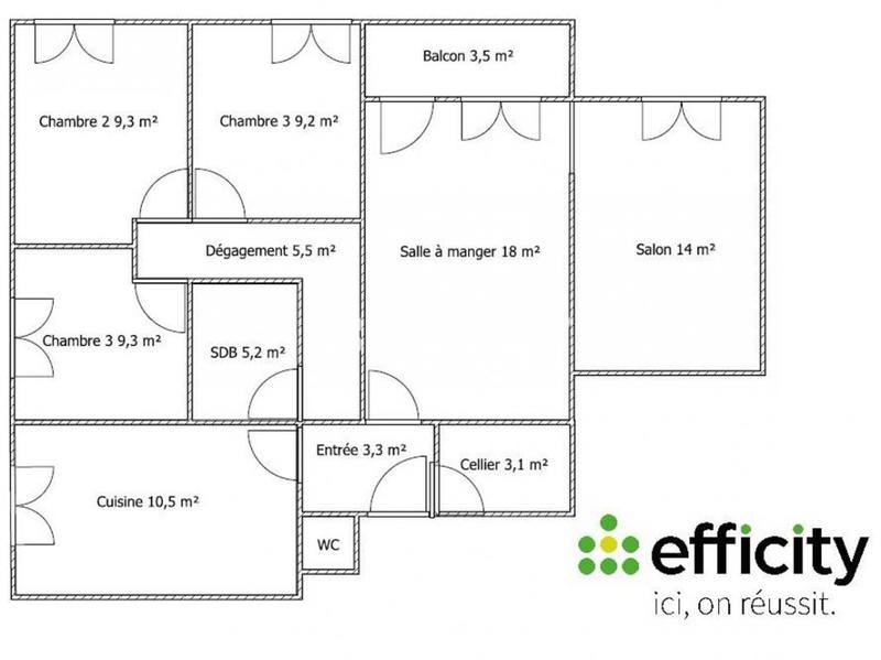 Appartement - 92 m² - 5 pièces