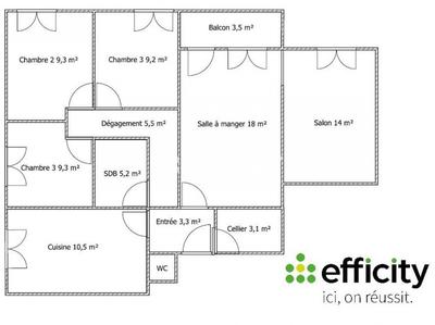 Appartement - 92 m² - 5 pièces