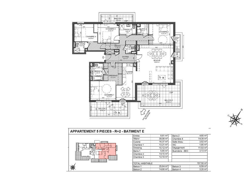 Appartement - 156 m² - 5 pièces