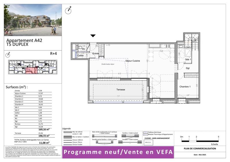 Appartement - 169 m² - 6 pièces