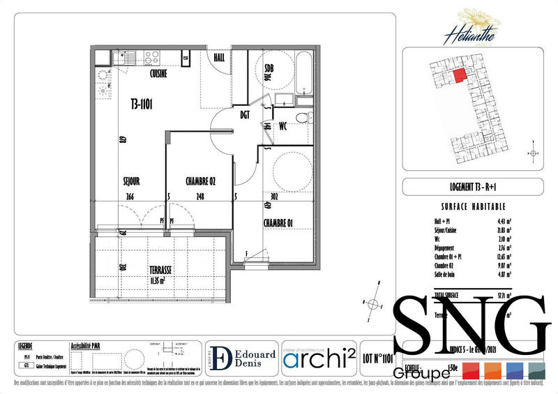 Appartement - 58 m² - 3 pièces