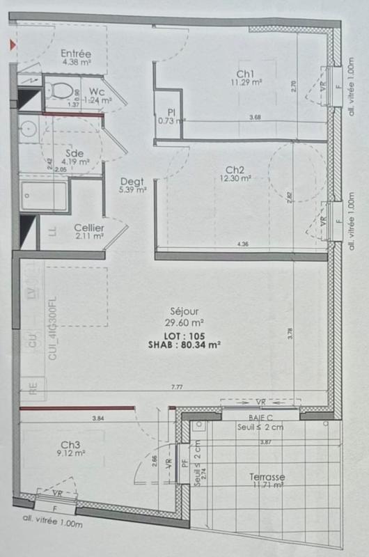 Appartement - 80 m² - 4 pièces