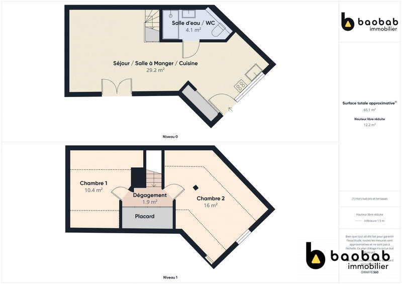 Maison - 65 m² - 3 pièces