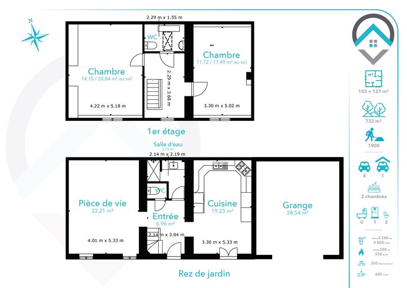 Maison en pierre - 103 m² - 4 pièces