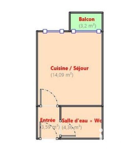 Appartement - 22 m² - 1 pièce