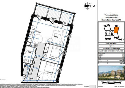 Appartement - 61 m² - 3 pièces