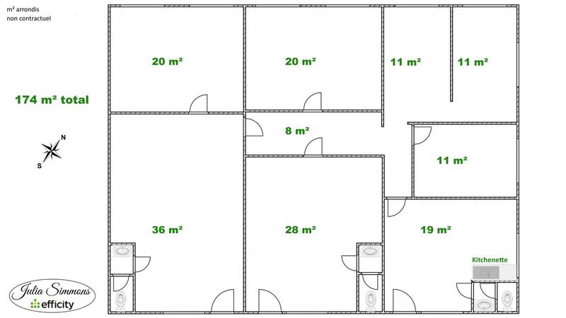 Bureau - 174 m² - 1 pièce