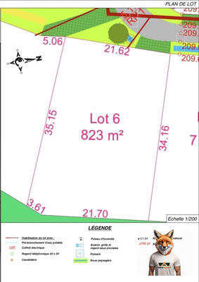 Terrain - 823 m²