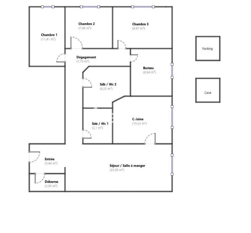 Appartement - 96 m² - 5 pièces