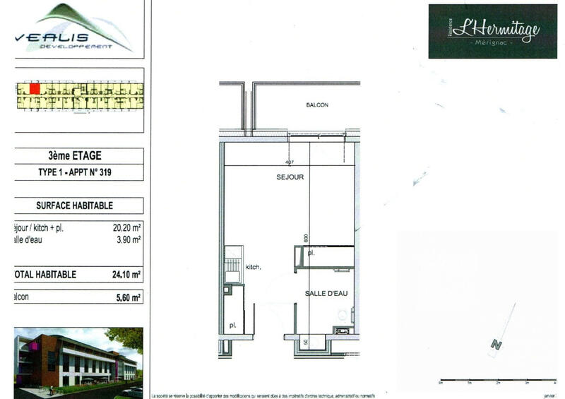 Appartement - 24 m² - 1 pièce