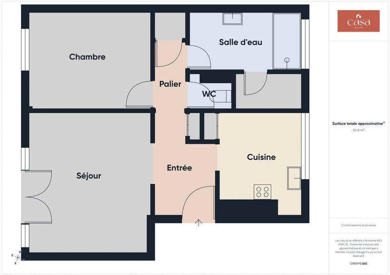 Appartement - 52 m² - 2 pièces