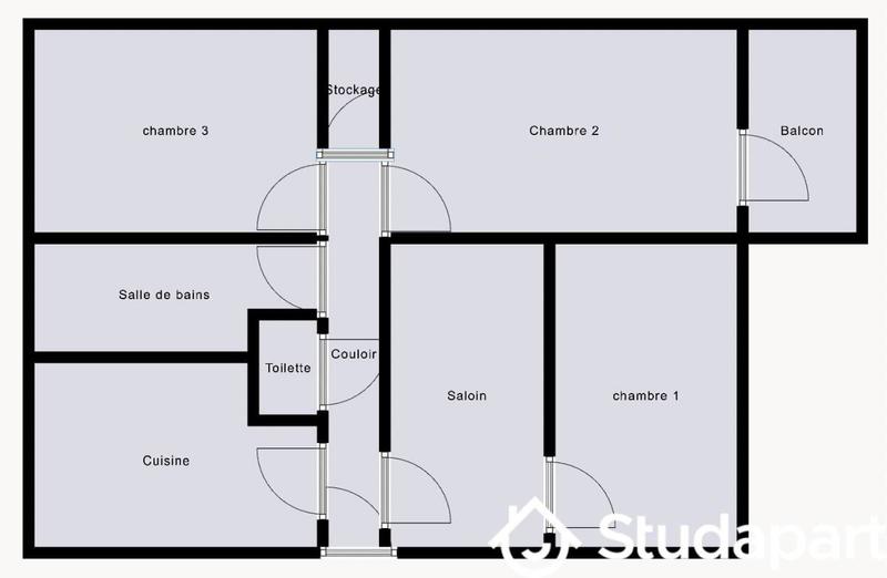 Chambre - 9 m² - 1 pièce