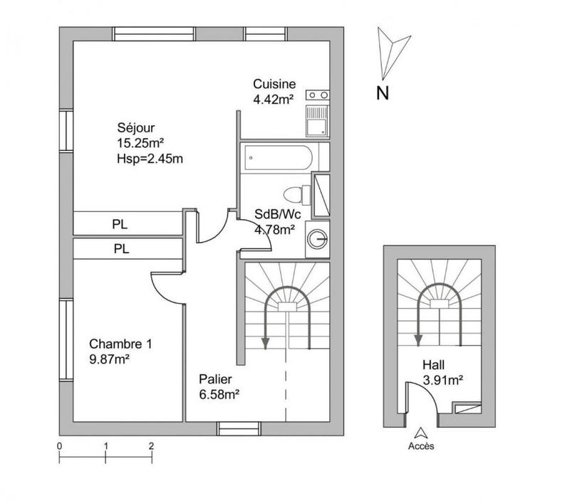 Appartement - 45 m² - 2 pièces