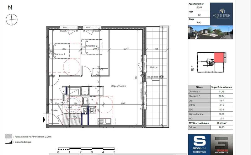 Appartement - 68 m² - 3 pièces