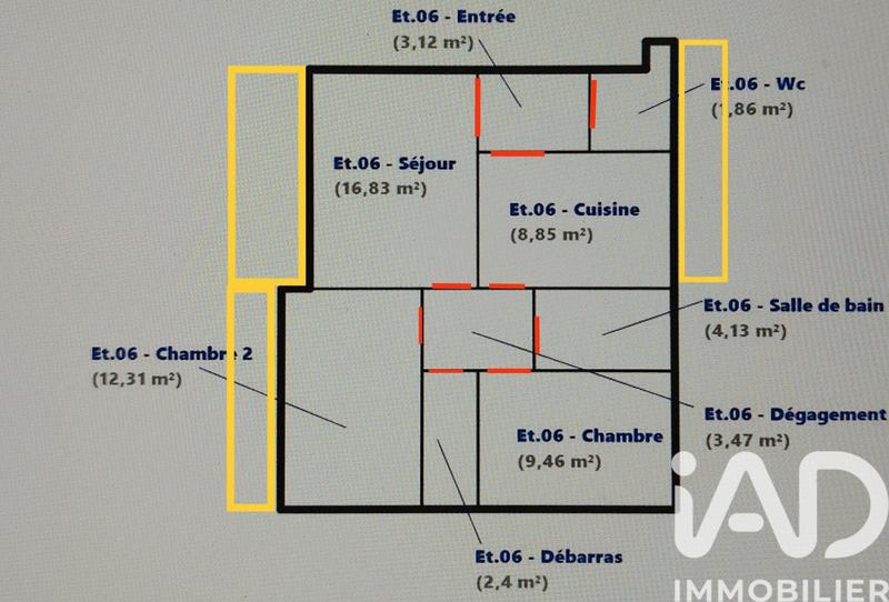 Appartement - 63 m² - 4 pièces