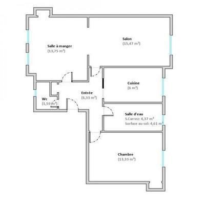Appartement - 61 m² - 3 pièces