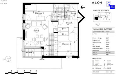Appartement - 63 m² - 3 pièces