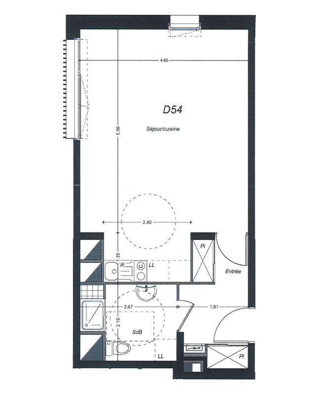 Appartement - 40 m² - 1 pièce