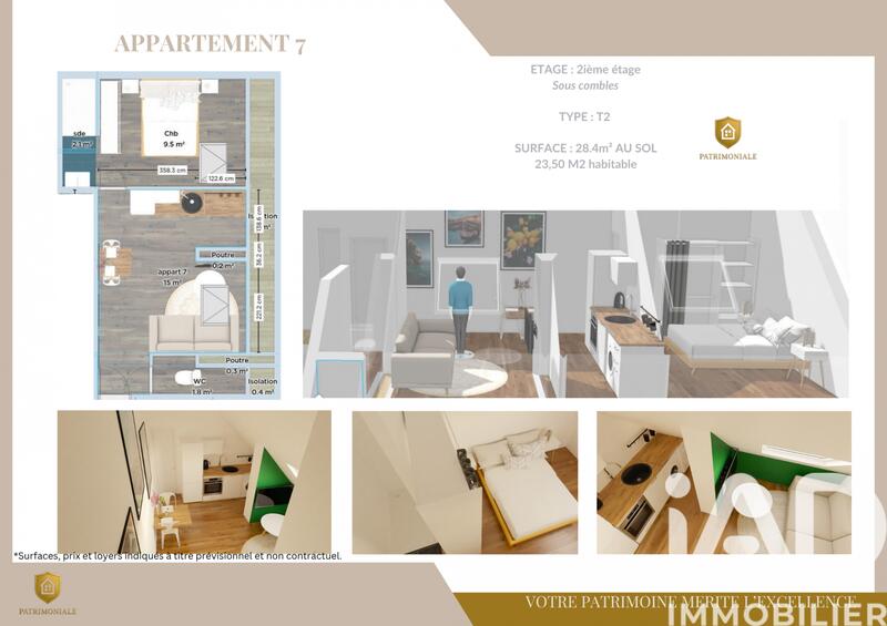 Appartement - 23 m² - 2 pièces