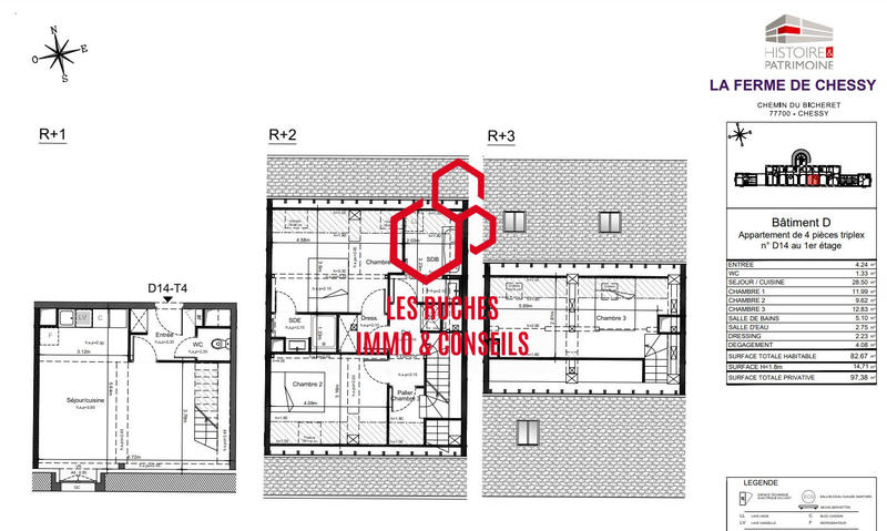 Duplex - 83 m² - 4 pièces