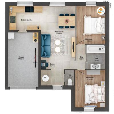 Maison - 53 m² - 4 pièces