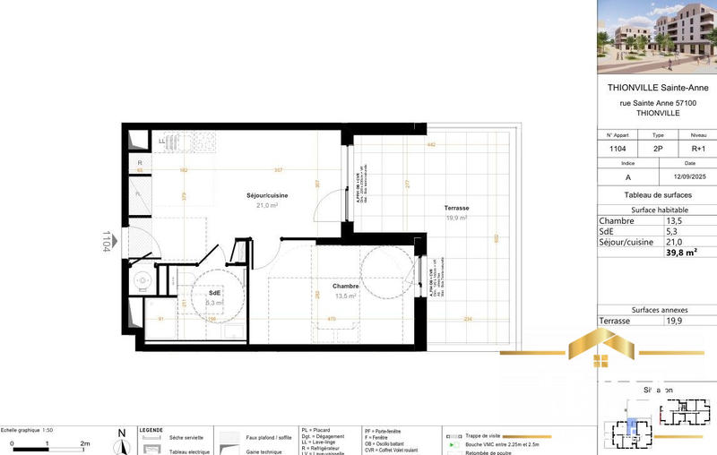 Appartement - 40 m² - 2 pièces