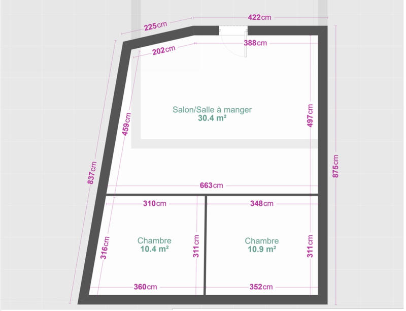 Appartement - 50 m² - 2 pièces