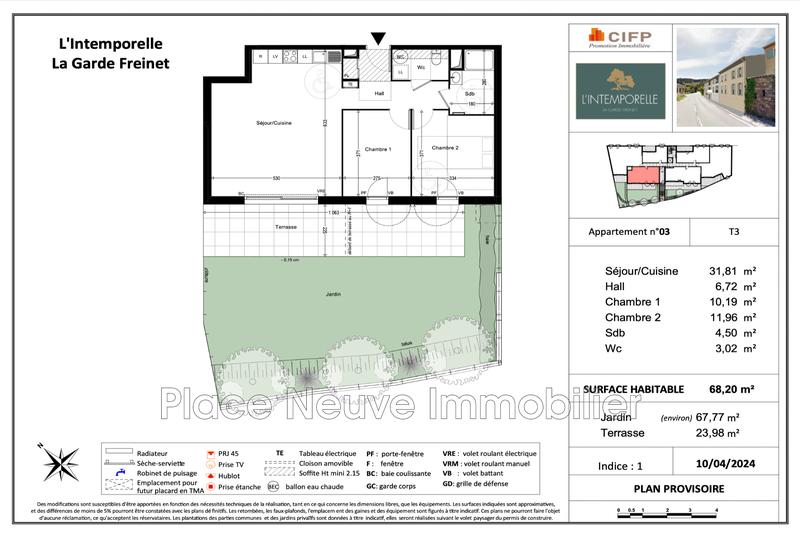 Appartement - 61 m² - 3 pièces