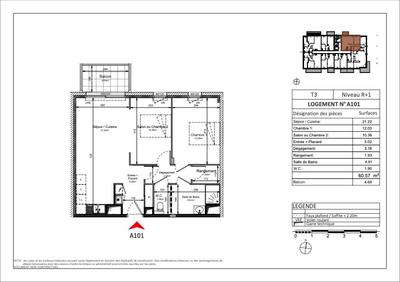 Appartement - 60 m² - 3 pièces