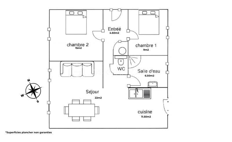 Maison traditionnelle - 74 m² - 3 pièces